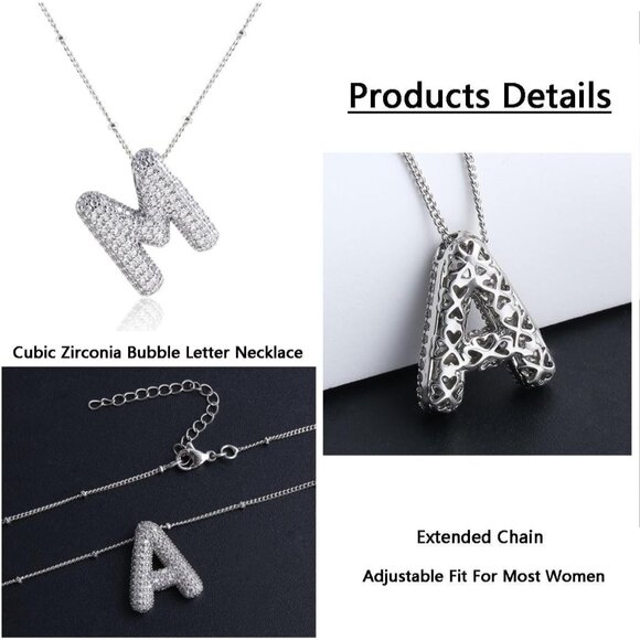 Dainty 18k Gold Plated Cubic Zirconia Alphabet Necklace for Personalized Charm - Picture 4 of 7